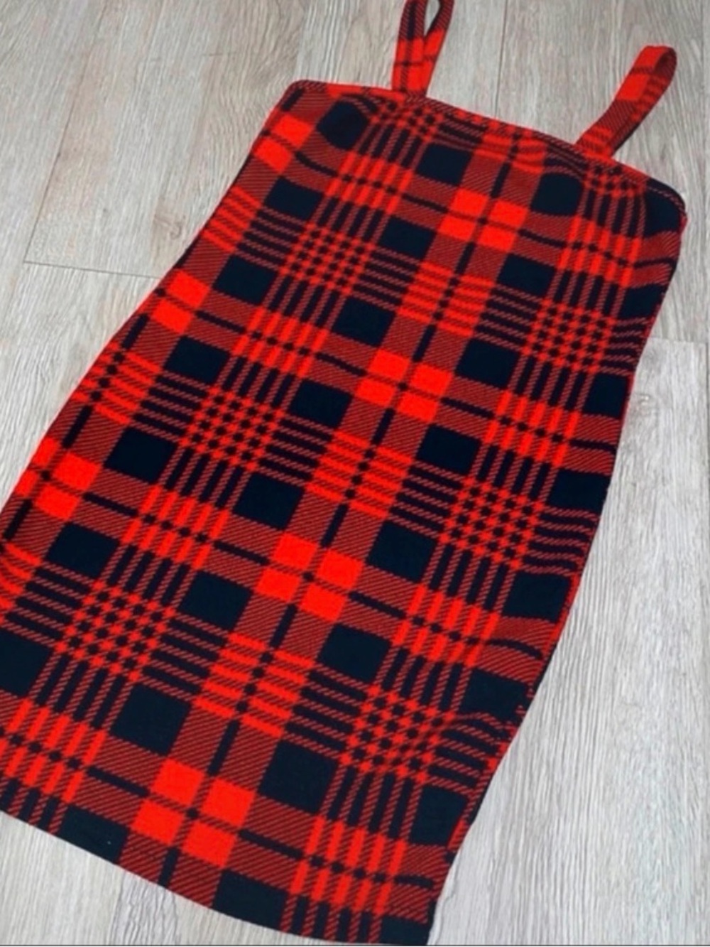 SHEIN Red and Black Plaid Girls' Casual Dress